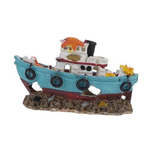 Toddmomy Schiffswrack Ornamente Aquarium Korallenriff Simulation Aquariumboot Piratenschiff- Landschaftsbau dekoratives Aquarium Schiffswrack Aquariendekoration Harz von Toddmomy