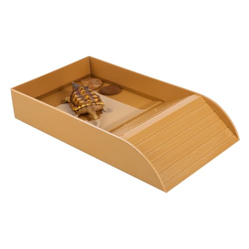 Toddmomy Schildkrötenbadewanne wasserschüssel Wassernapf Schildkröte Wasserschale Schildkröten-Badebecken Wasserschale für Reptilienbecken Wassernäpfe für Reptilien Plastik Brown von Toddmomy