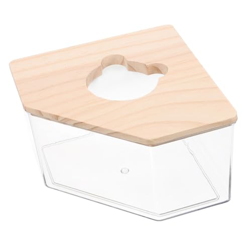 Toddmomy Transparente Hamster Sandbad Box mit Holzdeckel Multifunktional als Sandbad und Toilette für Gerbils und Kleine Tiere Leicht zu Reinigen und Hautfreundlich Dekorativ für Käfige von Toddmomy