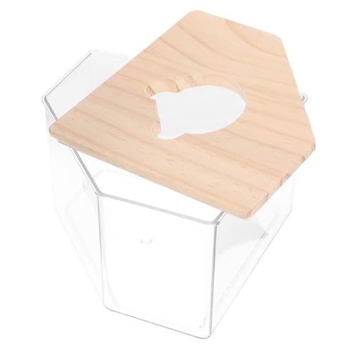Toddmomy Transparenter Hamster Sandbadbehälter mit Holzdeckel Multifunktionale Hamster Badebox und Toilette Langlebig Geeignet für Rennmäuse und Kleine Nagetiere von Toddmomy
