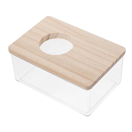 Toddmomy Transparentes Hamster Sandbad mit Acrylbox und Natürlichem Holzdeckel Rechteckig Klein Langlebig und Einfach zu Reinigen Geeignet für Rennmäuse und Kleine Kleintiere von Toddmomy