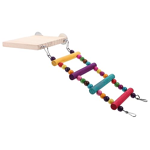 Toddmomy Vogel Kletterleiter aus Natürlichem Holz mit Schaukel Parrot Training Ladder Toy für Papageien und Wellensittiche Robustes Balance und Aktivität im Käfig von Toddmomy
