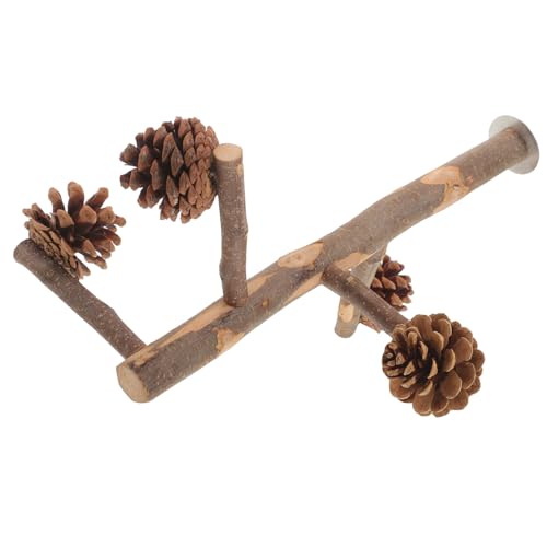 Toddmomy Vogelkäfig Sitzstange aus Naturholz mit Robustem Kiefernzapfen Verschleißfestes Papageien Kletterspielzeug Stabiler Vogel Kletterstand für Wellensittiche und Sittiche Einfach zu von Toddmomy