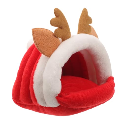 Toddmomy Weihnachtliches Kleintiernest in Hirschform Warmes Strapazierfähiges Hamsterbett Kleines Chinchilla Haus Komfortables Langlebiges Haustierversteck für Hamster Meerschweinchen von Toddmomy