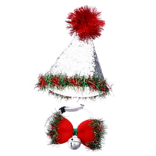 Toddmomy Weihnachtliches Teiliges Haustier Kostümset Glocke Bestehend aus Verstellbarer Weihnachtsmütze und Roter Fliege Geeignet für Hunde und Katzen Strapazierfähig und Farbenfroh von Toddmomy