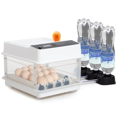 Todeco Brutautomat Vollautomatisch für 15 Eier, Automatisches Eierwenden, Temperaturkontrolle, Automatischer Wasserzugabe, Brutmaschine für geflügeleier mit LED Beleuchtung und Doppelte Kraft von Todeco