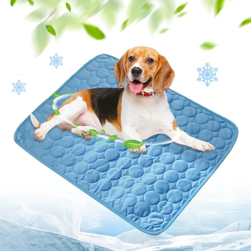 Kühlmatte für Den Sommer, Kühlmatte Hund, Hundekühlmatte für Hund & Katze Selbstkühlende Matte für Haustiere Summer Pet Ice Pad Abrieb- und Bissfest Natürliche Kühlung (Dunkelblau, L(70*55CM)) von Toerjii