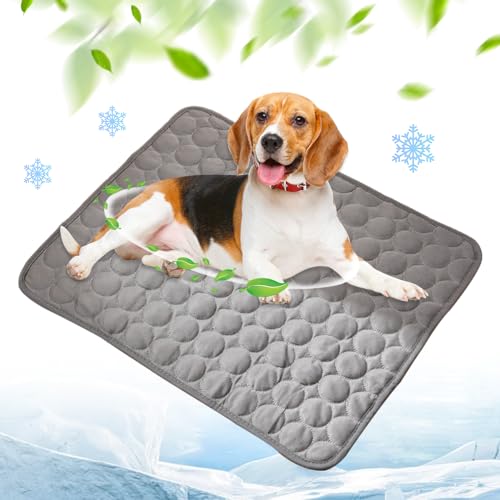 Kühlmatte für Den Sommer, Kühlmatte Hund, Hundekühlmatte für Hund & Katze Selbstkühlende Matte für Haustiere Summer Pet Ice Pad Abrieb- und Bissfest Natürliche Kühlung (Dunkelgrau, M(62*50CM)) von Toerjii