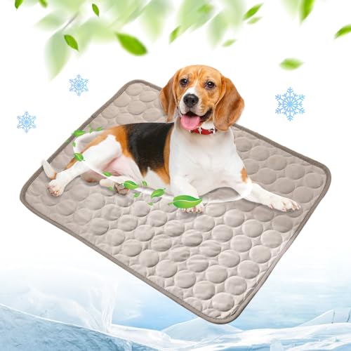 Kühlmatte für Den Sommer, Kühlmatte Hund, Hundekühlmatte für Hund & Katze Selbstkühlende Matte für Haustiere Summer Pet Ice Pad Abrieb- und Bissfest Natürliche Kühlung (Hellgrau, XS(40*30CM)) von Toerjii