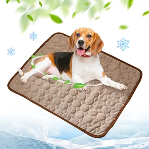 Kühlmatte für Den Sommer, Kühlmatte Hund, Hundekühlmatte für Hund & Katze Selbstkühlende Matte für Haustiere Summer Pet Ice Pad Abrieb- und Bissfest Natürliche Kühlung (Kaffee, XL(100*70CM)) von Toerjii