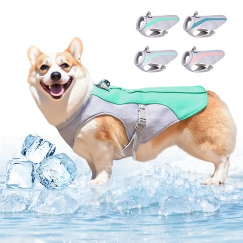 Kühlweste Hunde, 2025 Neu Kühlweste für Hundes mit Reflektierenden Streifen, Hundekühlwesten Atmungsaktive Kühlmantel Kühljacke Hunde Sonnenschutz kühlung Sommer (Grün, 3XL) von Toerjii