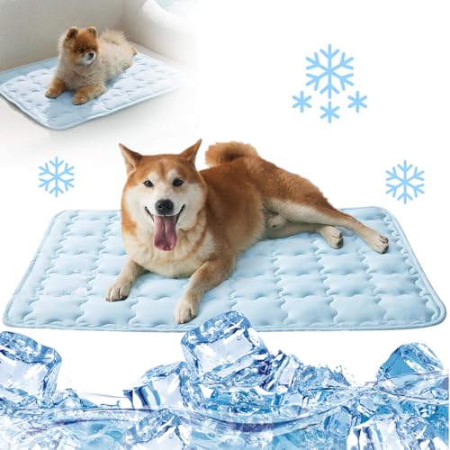Toerjii Kühlmatte für Den Sommer Großformat,Kühlmatte Hund,Hundekühlmatte für Hund Selbstkühlende Matte für großer Abrieb-und Bissfest Natürliche Kühlung (Blau, XL) von Toerjii