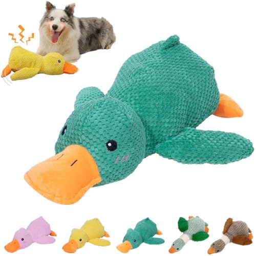 Toerjii Quack-Quack Duck Dog Toy, Kuscheltier für Hunde, Hundespielzeug Quietschend, Spielzeug Hund Unzerstörbar, Langlebiges Plüsch-Kauspielzeug für große Welpen und Kleine (Ente Grün) von Toerjii