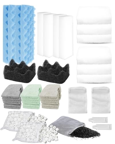 41-teiliges Filtermedia-Set für Fluval 206/207 Kanisterfilter inklusive Wasserpolierpad, Bio-Schaum-Pad, Ammoniak-/Phosphat-/Nitritentferner, 500 g BioMax-Medien, 1 kg Kohlenstoff von Tofcbye