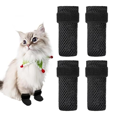 TogtherKings 4 Stück verstellbare Katzenschuhe aus Netzstoff, Anti-Kratz-Schuhe Für Katzen, Atmungsaktiv Katzenpfotenschutz, Katzenstiefel zum Baden von Haustieren, Schneiden von Nägeln, Überprüfen TogtherKings 4 Stück verstellbare Katzenschuhe aus Netzstoff, Anti-Kratz-Schuhe Für Katzen, Atmungsaktiv Katzenpfotenschutz, Katzenstiefel zum Baden von Haustieren, Schneiden von Nägeln, Überprüfen von TogtherKings