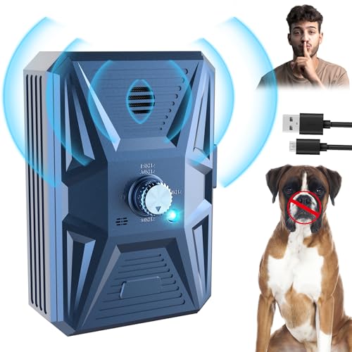Tohoyard Antibell, Antibell Ultraschall Gerät, 3 Stufen Automatisch Antibell für Hunde mit 33ft, Wiederaufladbares & Wasserdichtes Anti Bell Gerät Hunde, für Große KleineHunde Innen Außenbereich von Tohoyard