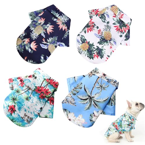 Hundeshirts für Kleine Hunde,Hundekleidung,Hawaiihemden für Haustiere,Strand Shirts,Atmungsaktives Hunde Sommer T Shirt,Haustier Sommer Kurzarm 4 Stück (L) Tokaneit von Tokaneit