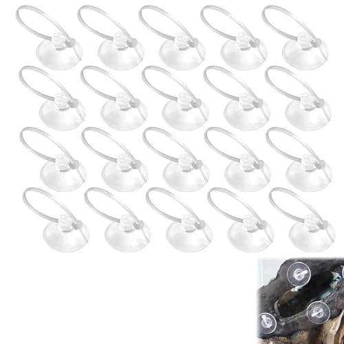Tokaneit Aquarium Saugnäpfe mit Kabelbinder,Transparent Aquarium Saugnapf Halter,Fish Tank Tools,Verstellbare Reißverschlüsse Kabel Set,20 Saughaken Mit Bohrung,20 Verstellbaren Reißverschlüssen von Tokaneit