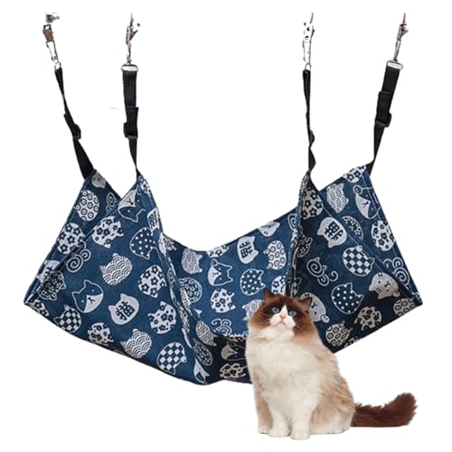 Tokaneit Haustierkäfig Hängematte,Hängendes Haustierbett,Hängende Katzenhängematte,Segeltuch Katzenhängematte,Katzen Hängematte,Doppelseitige Haustierhängematte,Verstellbare Haustierhängematte Blau von Tokaneit