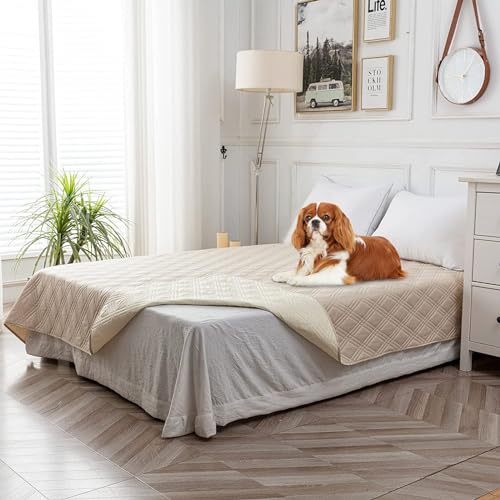 Tokenhigh Wasserdichte Hundebett-Bezüge, rutschfest, weich, für Couch, Schutz, waschbar, Welpendecken, kratzfest, schmutzig, für Sofa (Khaki, 208 x 208 cm) von Tokenhigh