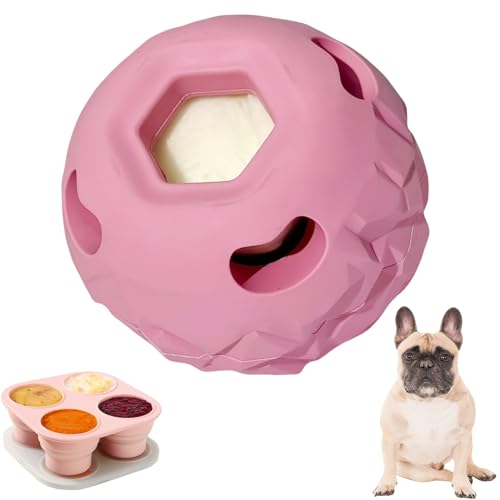 5-in-1 Hundeanreicherungsspielzeug - Beiß- & Bürsten-Frierball, interaktives Kauspielzeug für große aggressive Kauer (11.3-38.6 kg), gefrierbarer Knochen für Hunde, hausgemachter Leckerli-Spender von Tokwidget