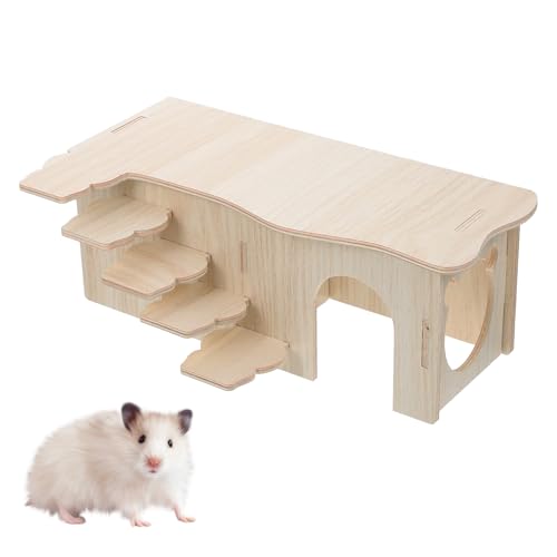 Tolenre Hamster Holzhaus, Holz Hamsterhaus, Hamster Haus, Hamster-Versteckhaus Holz, Hamster Eckhaus, für Kleine Haustiere Chinchilla Ratte, Zwerghamster, Rennmäuse, Stachelmäuse (27 * 15 * 10.5cm) von Tolenre