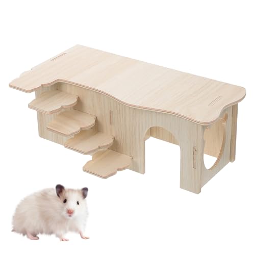 Tolenre Hamster Holzhaus, Holz Hamsterhaus, Hamster Eckhaus, für Kleine Haustiere Chinchilla Ratte, Zwerghamster, Rennmäuse, Stachelmäuse (27 * 15 * 10.5cm) von Tolenre