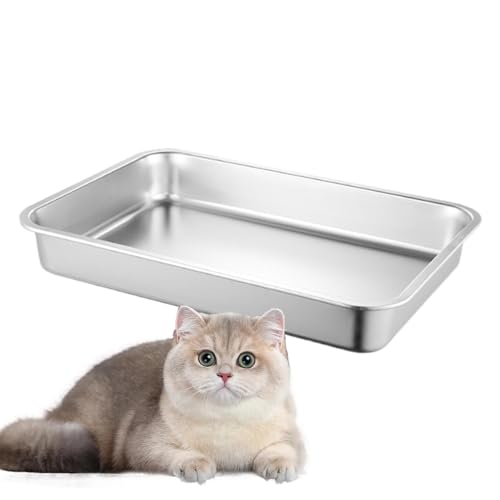 Edelstahl Große Katzentoilette - Metall Katzentoilette | Großkatzentoilette, Spritzwassergeschützte Katzentoilette, Katzenbox mit Deckel, Antihaft für Große & Kleine Katzen, Kaninchen und Edelstahl Große Katzentoilette - Metall Katzentoilette | Großkatzentoilette, Spritzwassergeschützte Katzentoilette, Katzenbox mit Deckel, Antihaft für Große & Kleine Katzen, Kaninchen und von Toliya