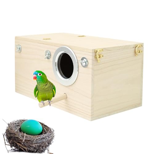 Papageiennisthaus aus Holz, Nistkasten für Sittiche, Brutkasten für Papageien, Vogelhaus, Wellensittichkasten für Vögel mit Sitzstangenständer, Vogelkäfig-Paarungskasten für Wellensittiche, Finken, Ny von Toliya