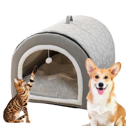 Toliya Hundebett, 2-in-1 abnehmbares Katzenbett mit Kugelanhänger, Katzenversteck für Hunde, warm, waschbar, gemütliches Hundebett für große Hunde, bequemes Hundebett mit Bezug, Höhle für Haustiere, Toliya Hundebett, 2-in-1 abnehmbares Katzenbett mit Kugelanhänger, Katzenversteck für Hunde, warm, waschbar, gemütliches Hundebett für große Hunde, bequemes Hundebett mit Bezug, Höhle für Haustiere, von Toliya