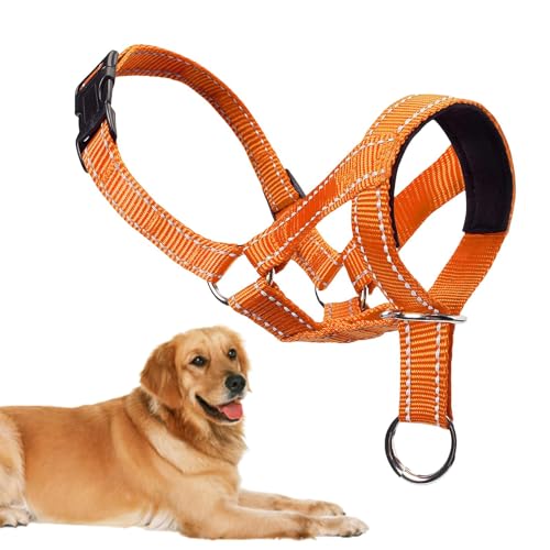 Verstellbares Hundekopfhalsband, Hundekopfhalter, reflektierendes Kopfhalsband für Hunde, Hunde-über-Mund-Trainingsleinen, Hundehalsband für mittelgroße und große Hunde von Toliya