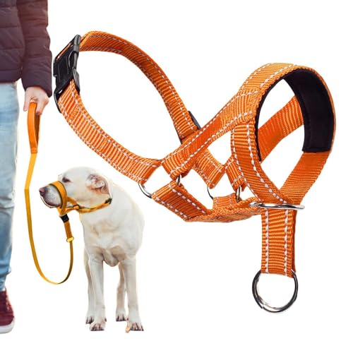 Verstellbares Hundekopfhalsband, Hundekopfhalter, reflektierendes Kopfhalsband für Hunde, Hunde-über-Mund-Trainingsleinen, Hundehalsband für mittelgroße und große Hunde von Toliya