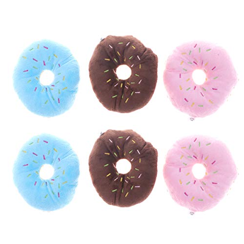 Tomaibaby 6Pcs Donut Hund Kauen Spielzeug Plüsch Quietschende Hund Spielzeug Donut Partei Liefert Geschenke für Kleine/Medium Welpen (Gelegentliche Farbe) von Tomaibaby