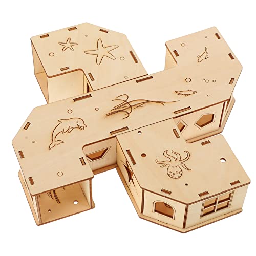 Tomaibaby Hamster-Labyrinth, Holz-Hamsterhaus, 4-Wege-Kleintiere, Versteck, Hamster, Entdecken Sie Tunnelspielzeug, Aktivitäten, Spielzeug für Chinchilla-Mäuse, Rennmäuse, Maus, Haustier-Geschenke von Tomaibaby