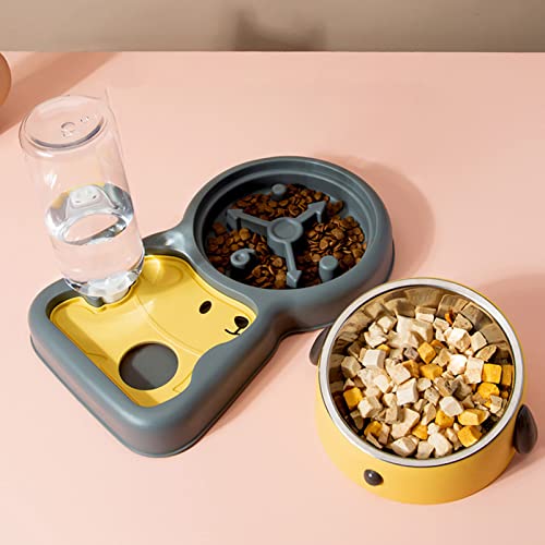 Tomantery Wassernapf-Set für Haustiere, Zur Konservierung von Halswirbeln, Doppelnäpfe für Hunde und Katzen, 500 Ml, Heimtierbedarf für Kleine und Mittelgroße Hunde (Gelb 500 ml) von Tomantery