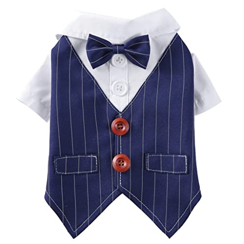 Gentleman Hunde-Smoking-Anzug Haustier-Hundekleidung für kleine mittelgroße Hundewelpen-Hemd Hundefliege formelles Outfit für Hochzeitsfeier (Blauer XL-Code) von Tomator