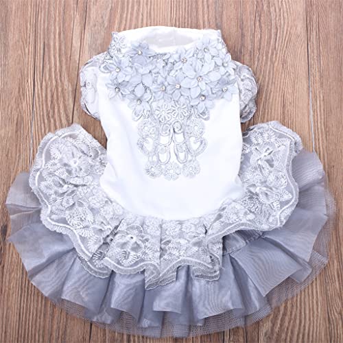 Haustier-Tutu-Hochzeitskleid, Elegante Ballerina, Welpe, gemütliches Kostüm, Blumenspitze, Partykleid (A Mcode) von Tomator