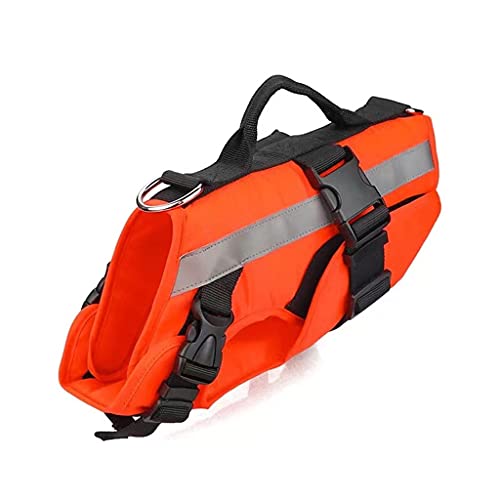 Hunde-Schwimmweste, Sommer, sicher, strapazierfähig, Oxford-Stoff, Haustier-Schwimmweste mit selbstklebenden Aufklebern, Hunde-Badebekleidung, Cooler Badeanzug, S-XL (Orange X) von Tomator