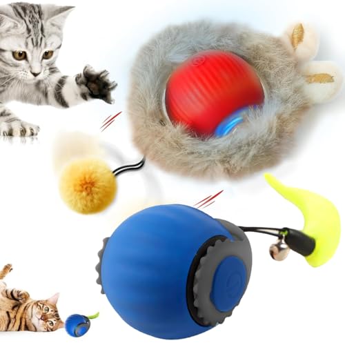 Tomedeks 2 Stück Rolling Ball, Katzenspielzeug Elektrisch Magic Ball Hunde Selbstbeschäftigung, Katze Automatischer Rollball Hundespielzeug Interaktives Spielzeug für Katzen Hunde von Tomedeks