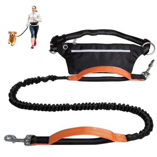 Tomkabo Joggingleine Hund, Freihändige Hundeleine mit Bauchgurt – Joggen, Laufen, Wandern, Spaziergänge, elastisch, stoßdämpfend, reflektierend, mit Tasche, 130-180cm von Tomkabo