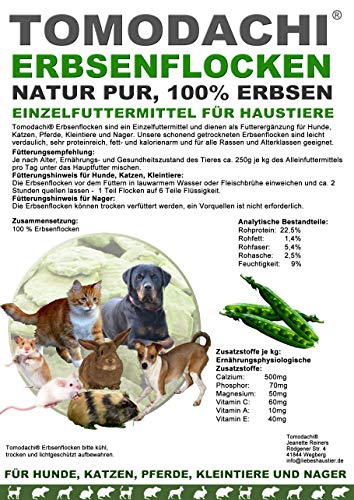 Tomodachi Erbsenflocken Erbsenflocken Hund, Barf Gemüsezusatz, Naturprodukt, Ergänzungsfutter Hund, Verdauung, Stoffwechsel, Immunsystem, proteinreich, mineralienreich, kalorienarm, Diätfutter, 10kg von Tomodachi Erbsenflocken