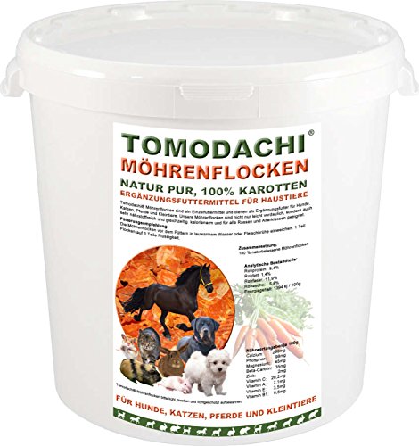 Karottenflocken Pferdefutter, Möhrenflocken Pferd, beliebtes Ergänzungsfutter für Pferde, Verdauung, Stoffwechsel, Immunsystem, Vitamine, Mineralien, Beta-Carotin, Tomodachi® Karottenflocken 2kg Eimer von Tomodachi Möhrenflocken