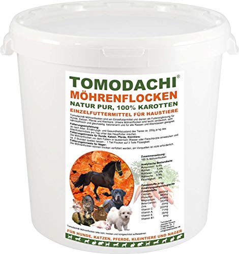 Möhrenflocken Hund, Barf Zusatz, Karottenflocken, Ergänzungsfutter Hund, Verdauung, Stoffwechsel, Immunsystem, reich an Vitaminen, Mineralien, BetaCarotin, kalorienarm, Diät, Tomodachi® 3kg Eimer von Tomodachi Möhrenflocken