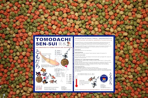 Koifuttermischung, Premium Koimix 3 Color, Rot-Grün-Weiß, Qualitäts - Teichfuttermix mit Spirulina, Astax, Paprika und Krillmehl, Tomodachi Sen-Sui Koifutter-Mix, 5kg (5mm Pelletgröße) von Tomodachi Sen-Sui