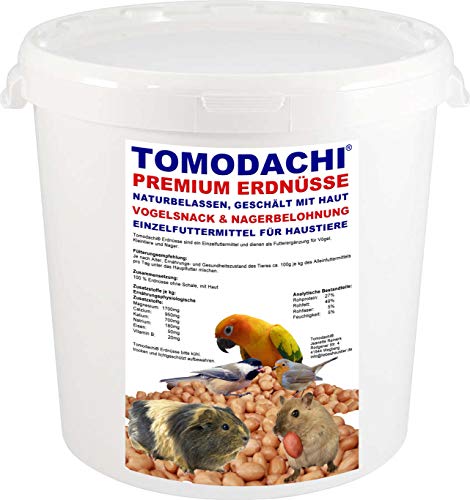 Erdnüsse, Nagerfutter, Nagerbelohnung, Erdnüsse ohne Schale mit Haut, Naturprodukt, unbehandelt, ungeröstet, ungesalzen, beliebter Nagersnack - Ergänzungsfutter für Nager, Premium Erdnüsse 5kg Eimer Erdnüsse, Nagerfutter, Nagerbelohnung, Erdnüsse ohne Schale mit Haut, Naturprodukt, unbehandelt, ungeröstet, ungesalzen, beliebter Nagersnack - Ergänzungsfutter für Nager, Premium Erdnüsse 5kg Eimer von Tomodachi