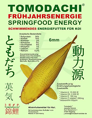 Frühjahrsfutter Koi Schwimmfutter Spirulina Koifutter Energiefutter Fische arktische Rohstoffe hochverdaulich bei Kälte Tomodachi Spirulinafutter für Koi 6mm 1kg von Tomodachi