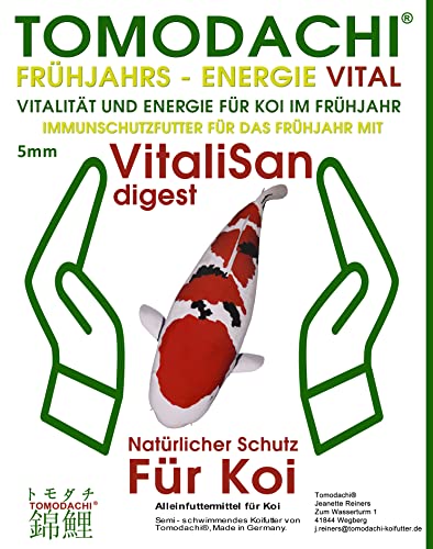 Frühjahrsfutter Koi Sinkfutter Gesundheitsfutter für Koi und Teichfische antibakteriell Immunschutz mit Astax Energiefutter für Koi mit arktischen Rohstoffen 6mm 2kg von Tomodachi