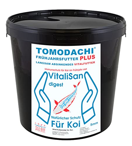 Frühjahrsfutter für Koi Sinkfutter Gesundheitsfutter antibakterielles Koifutter für das Frühjahr mit VitaliSan Digest Energiefutter für Koi hochverdaulich arktische Rohstoffe 5mm 5kg Eimer von Tomodachi