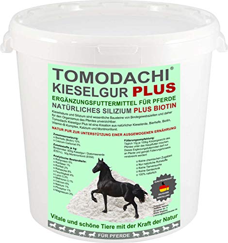 Tomodachi Futterzusatz Pferd Kieselerde Plus Biotin natürliche Kieselerde und Bierhefe für eine ausgewogene Ernährung reich an natürlichem Silizium, Calzium, Mineralien, Spurenelementen 5 Liter Eimer von Tomodachi