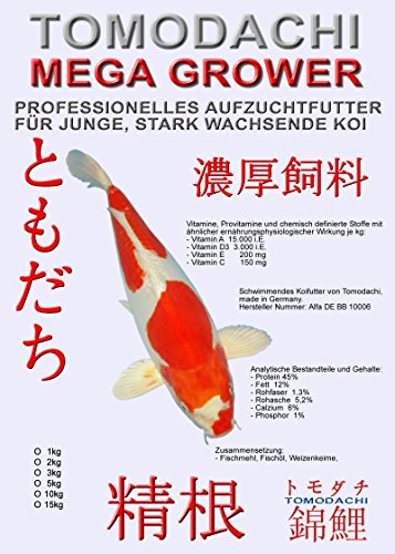 Koifutter Wachstum junge Koi Aufzuchtfutter Koi Grower Tosai Koi Futter Koinachwuchs Tomodachi Megagrower 2mm 5kg von Tomodachi